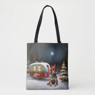 Tote Bag Aventure de Noël de la caravane de Doberman d'hive