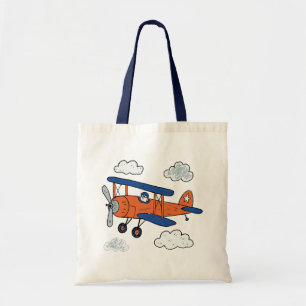 Tote Bag Aventure en biplan de dessin animé vintage