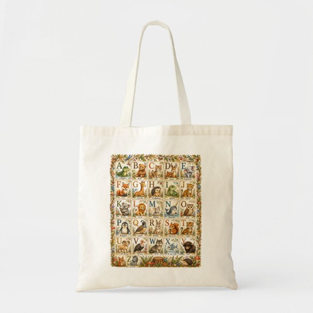 Tote Bag Aventure scolaire de l'alphabet des animaux de la  (Devant)