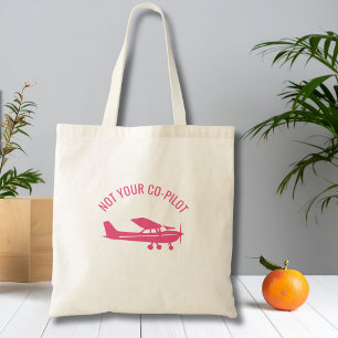 Tote Bag Avion Cessna rose Pas votre copilote Drôle de femm