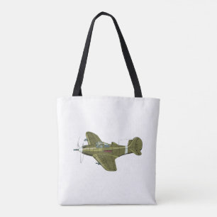 Tote Bag Avion de chasseur rétro-dessiné