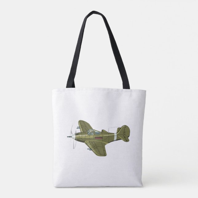 Tote Bag Avion de chasseur rétro-dessiné (Dos)