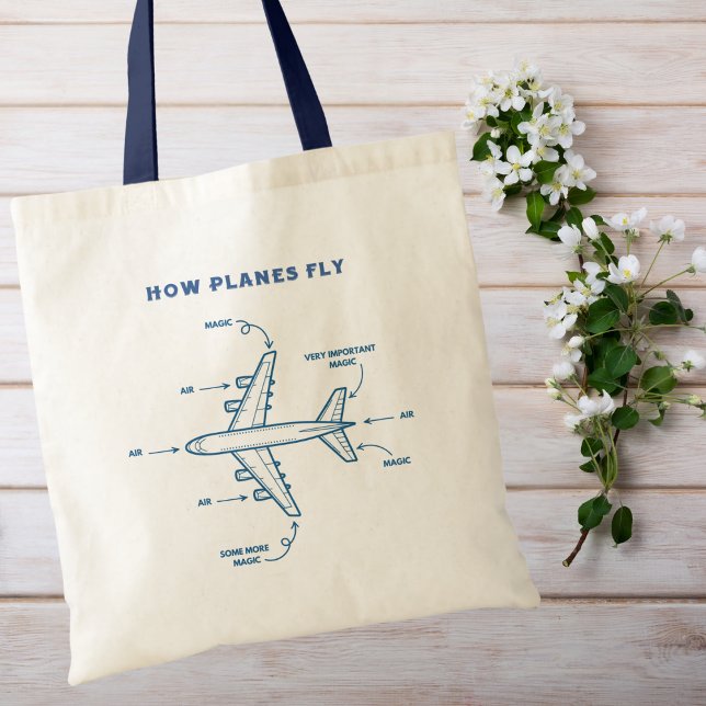 Tote Bag Avion Drôle Comment les avions volent Pilote ou éq (Créateur téléchargé)