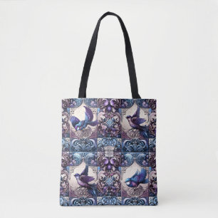 Tote Bag Avion victorien : Un jardin de tuiles violettes