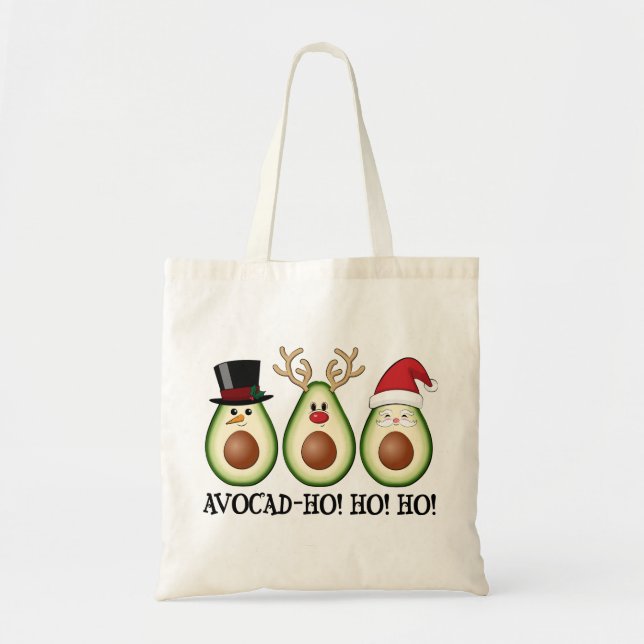 Tote Bag Avocado de Noël Frosty, Rudolph et Père Noël (Devant)