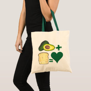 Tote Bag Avocado + Toast = Love Foodie For Pair Heart