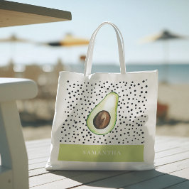 Tote Bag Avocado vert moderne Nom personnalisé