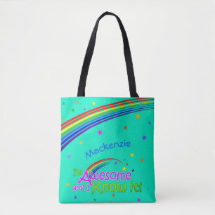 Tote Bag AWESOME et moi le savons avec Rainbow sur AQUAMARI