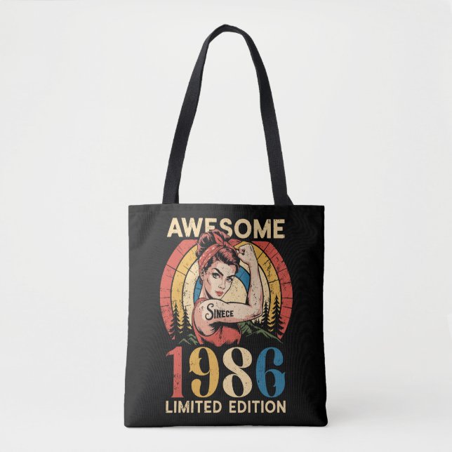 Tote Bag Awesome Since 1986 Retro 40th Women's Birthday  (Devant)