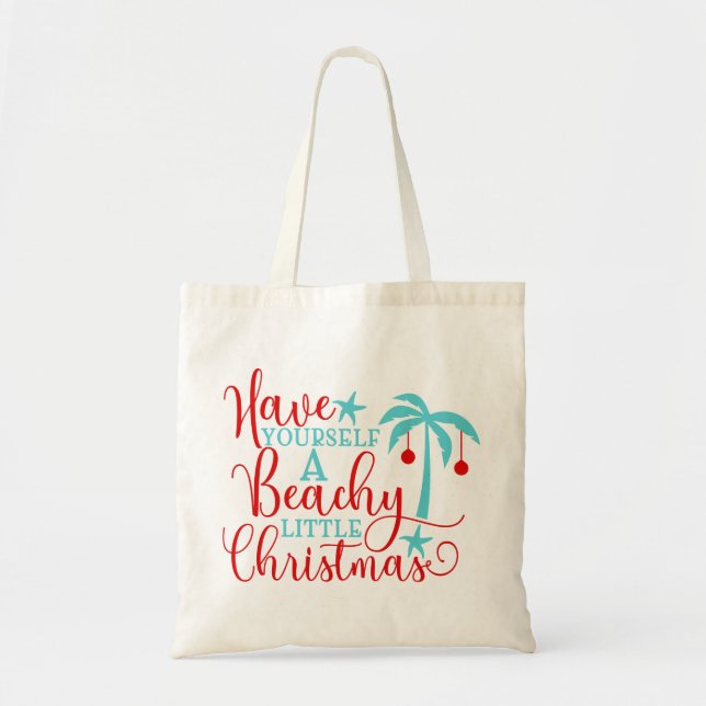 Tote Bag Ayez-vous un petit Noël de plage (Devant)