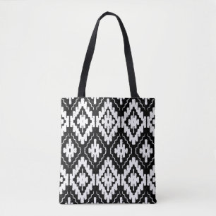 Tote Bag Aztec Black-White : Vintage Ethnic Print.