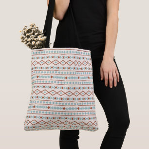 Tote Bag Aztec Formes Motif rouille crème Turquoise