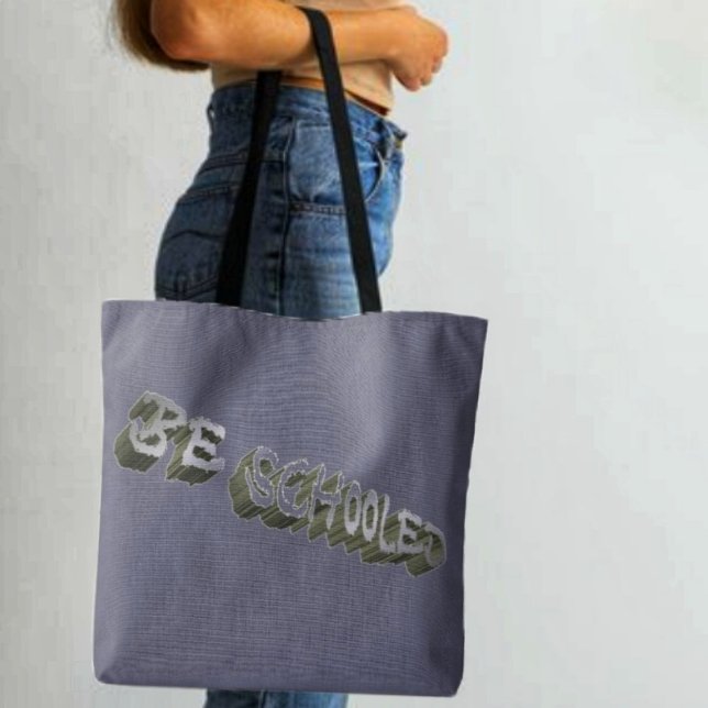 Tote Bag B Grey-Wht scolarisé (A cool, two-sided, tote for teachers, or students!)