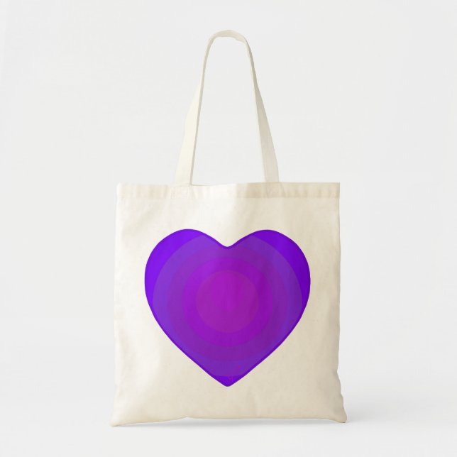 Tote Bag B&W Purple Hearts Beating (Devant)