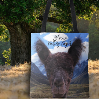 Tote Bag Baby Alpaca Face Mountains Knitting Bag