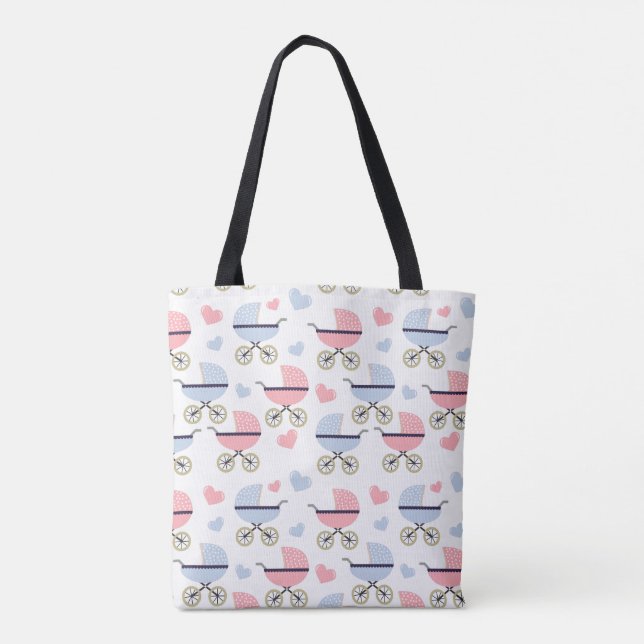 Tote Bag Baby Carriage bébé garçon bleu bébé fille rose (Dos)