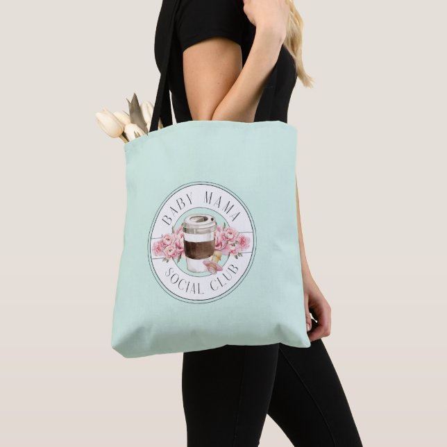 Tote Bag Baby Mama Social Club Aqua (De près)