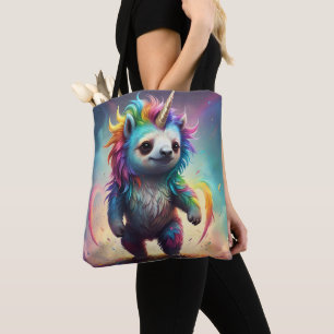 Tote Bag Baby Rainbow Unicorn Sloth,