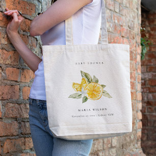 Tote Bag Baby shower botanique à feuilles de citron minimal