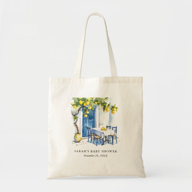 Tote Bag Baby shower de citron méditerranéen (Devant)