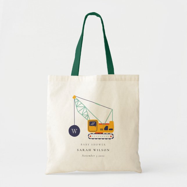 Tote Bag Baby shower de véhicule de grue de construction ja (Devant)
