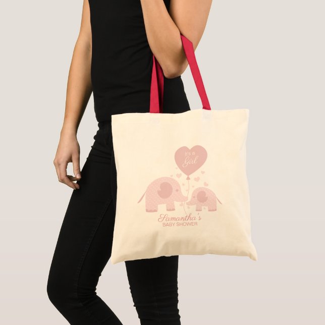 Tote Bag Baby shower Eléphant Rose Cute fille (Devant (produit))