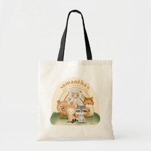 Tote Bag Baby Shower Familial Ferme Animale Arc-en-Ciel Boh