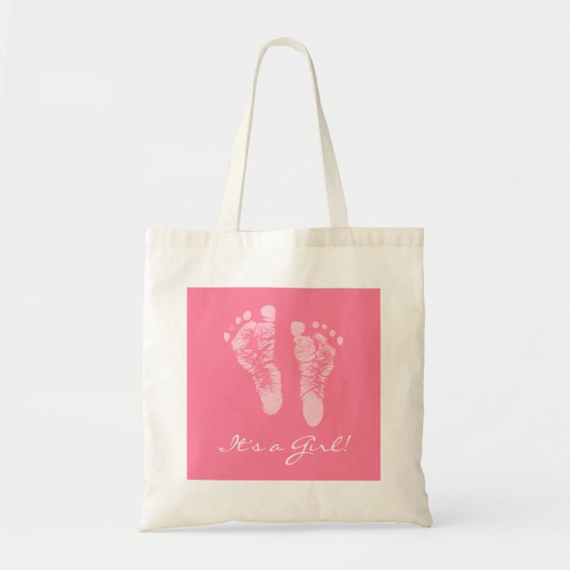 Tote Bag Baby shower mignon c'est une fille rose bébé empre (Devant)