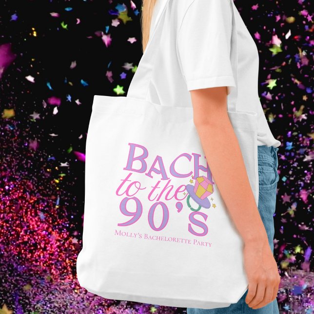 Tote Bag Bach to the 90s - Retro Bachelorette Party Design (Bach to the 90s tote bag with modern serif font – perfect for bridal celebrations!)