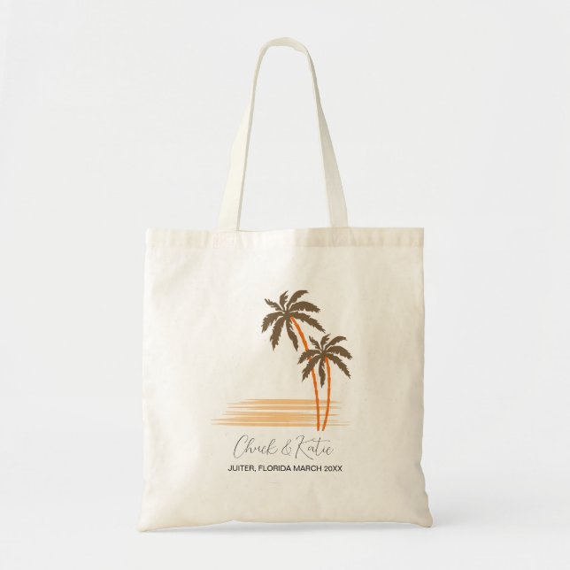 Tote Bag Bachelorette Cadeau Destination Wedding Beach Palm (Devant)