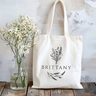 Tote Bag Bachelorette | Custom Name Rustic Floral Wedding