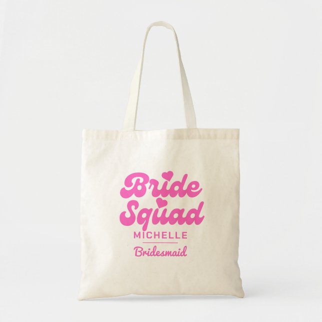 Tote Bag Bachelorette de brigade rose personnalisée (Devant)