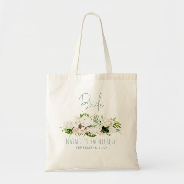 Tote Bag Bachelorette floral tropical de jeune (Devant)