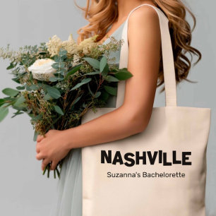 Tote Bag Bachelorette noire minimaliste moderne de Nashvill