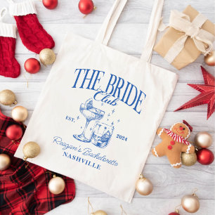 Tote Bag Bachelorette Retro Cocktail Blue Bride