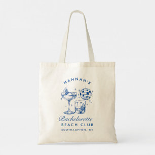 Tote Bag Bachelorette Retro Disco Cocktail Bleu & Rose