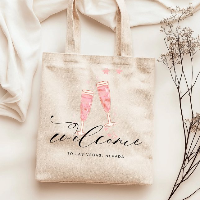Tote Bag Bachelorte Champagne Rose Destination Bienvenue (Créateur téléchargé)