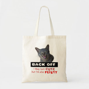 Tote Bag BACK OFF Cute Cat - mignonne mais flippante