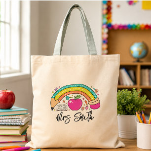Tote Bag back School Rainbow Teacher Life