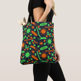 Tote Bag Bactérie lumineuse Micro-organisme orange vert tox