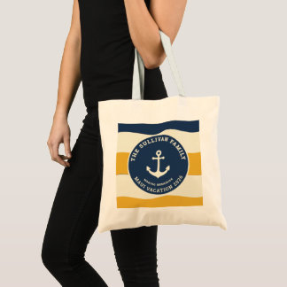 Tote Bag Badge de vague nautique de vacances en famille rét