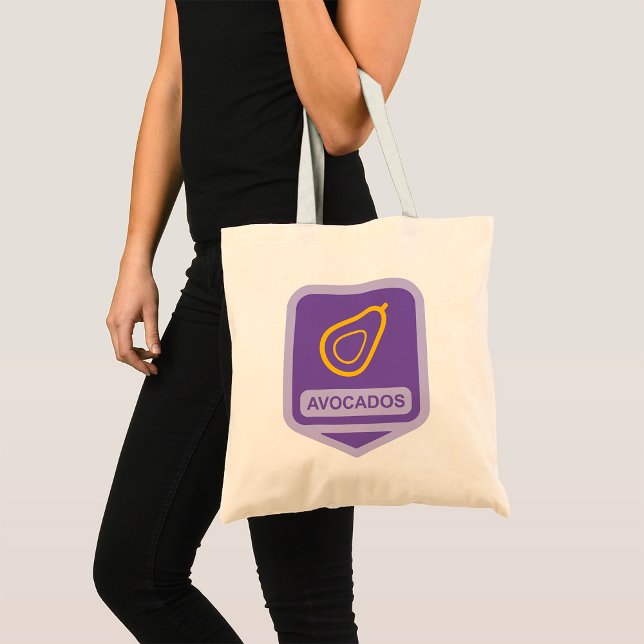 Tote Bag Badge minimaliste Avocado en violet et or (Créateur téléchargé)