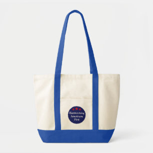 Tote Bag Badge patriotique d'abord pour les Américains trav