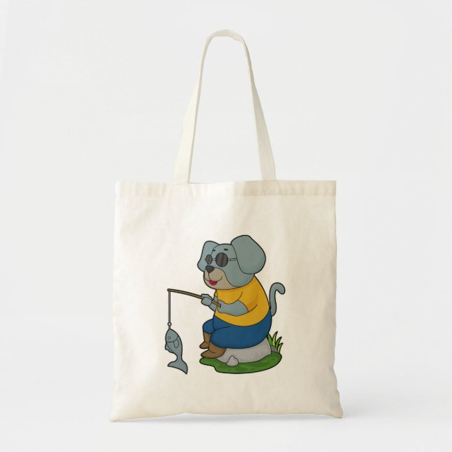 Tote Bag Baguette de pêche du chien (Devant)