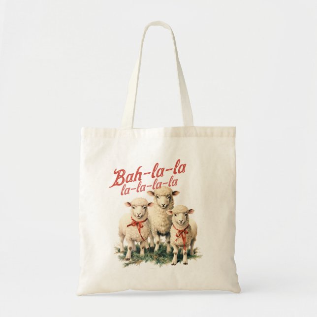 Tote Bag Bah La La Cute Retro Noël Moutons (Devant)