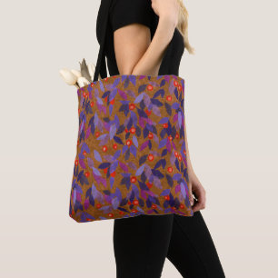 Tote Bag Baies d'Orange Feuilles mauve Simple motif floral