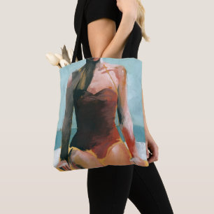 Tote Bag Bain vintage - maillot de bain rouge
