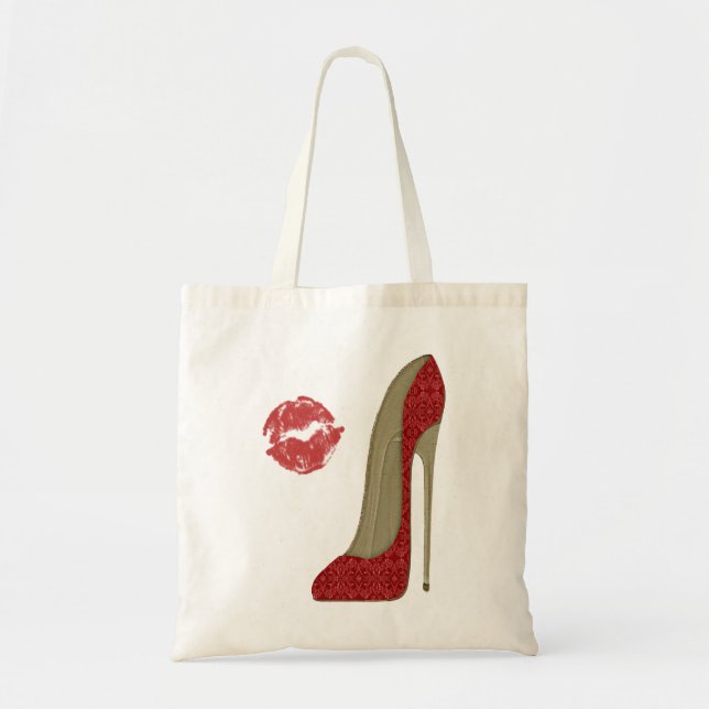 Tote Bag Baiser et stylet rouge de dentelle (Devant)