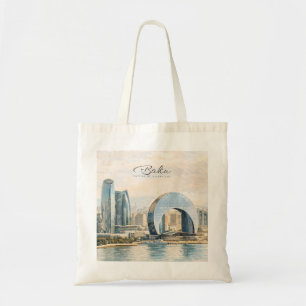 Tote Bag Baku Azerbaïdjan Capitale Aquarelle Cadeau de Voya