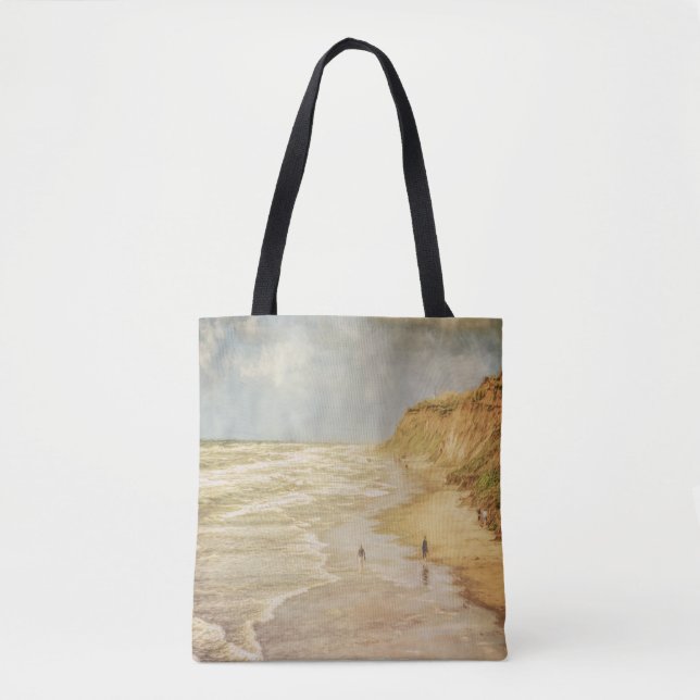 Tote Bag Balade sur la plage face à l'océan vintage (Devant)